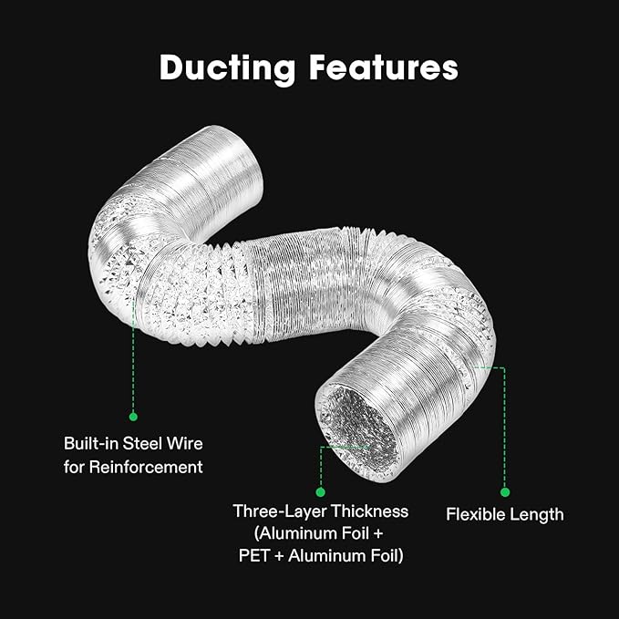 VIVOSUN Smart Air Filtration S4 Kit 4", AeroZesh S4 Inline Duct Fan with E12 Speed Controller, Carbon Filter & 8' Ducting, Cooling & Ventilation System for Grow Tents, Indoor Gardening, Hydroponics
