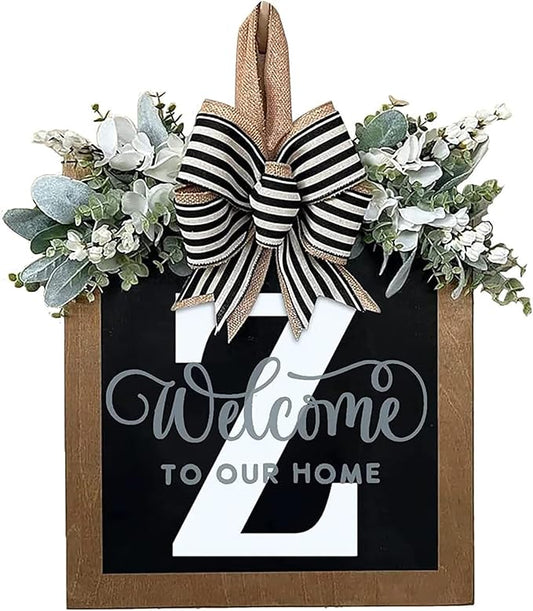Last Name All Year Wreath, for Front Doors, Spring, Fall, 26 Last Name Letters All Year Round Wreaths, Suitable for Wedding Decorations, Home Porches, Farmhouses, Yards, Garden Decorations, Gifts (Z)