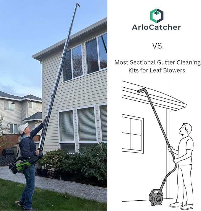 ArloCatcher 2-Story High Gutter Cleaning Kit for Kobalt 40V 520 CFM KLB 1040A-03, 1040B-03, Clean Two-Story Gutters from Ground, Extension Pole Not Included