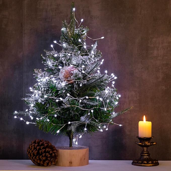 Fairy Lights Plug in, 10 Feet 100LED Cool White Silver Wire Firecracker Firefly Lights with Remote, Waterproof Copper Wire Lights for Bedroom Wreath Window Wedding Christmas Tree Decoration