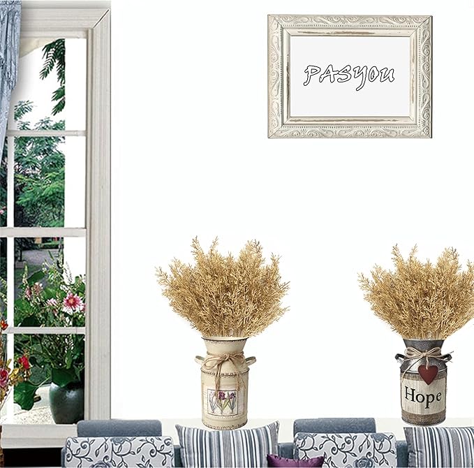 PASYOU Fake Plants Golden Antlers Flowers Decoration for Christmas, Artificial Grass Plastic Faux Outdoor Indoor Home Garden Party Room Bedroom Office Wedding Table Centerpiece DIY Decor, Gold 2 Pack