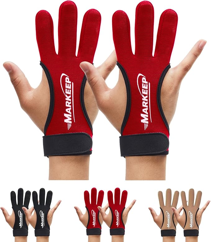 Archery Gloves 2 Pack Shooting Hunting Leather Guard 3-Finger Guard for Youth Adult Man Woman and Beginner Recurve Arrow Bow Archery Protective Gear Accessories