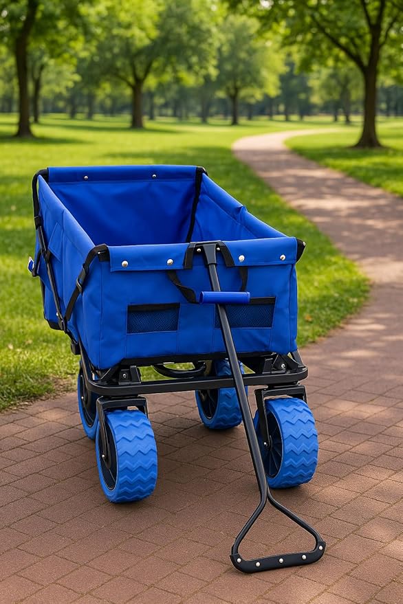 Impact Canopy Folding Collapsible Utility Wagon with All-Terrain Wheels, Royal Blue