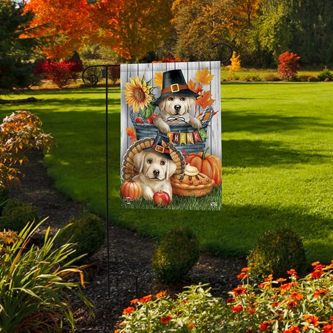 Pilgrim Puppies Garden Flag 12" x 18" Briarwood Lane