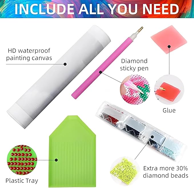 GemZono Halloween Mystery Colorful Diamond Art Painting Kits, DIY Random Diamond Art Kit for Adults Full Round Drill,Paint with Diamond for Gift, Funny Crafts for Home Wall Decor&Gift-12x16in