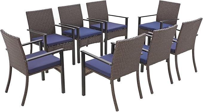 Sophia & William Patio Chairs Set of 8, 8 Pcs Lightweight Rattan Outdoor Dining Chairs, All-Weather Wicker Dining Chairs with Comfortable Seating