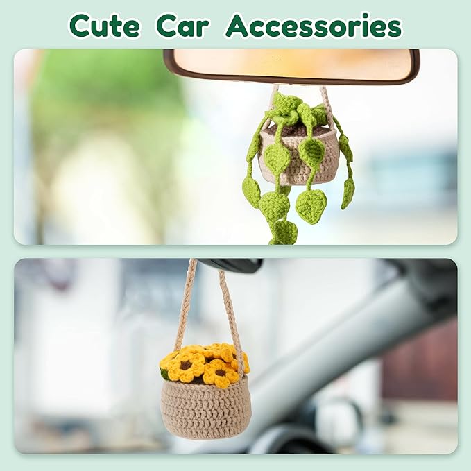 Karsspor Crochet Kit for Beginners - 4 PCS Hanging Potted Plants, Beginner Crochet Kit for Adults, Crochet Starter Kit, Crocheting Knitting Kit with Step-by-Step Video Tutorials(Patent Product)