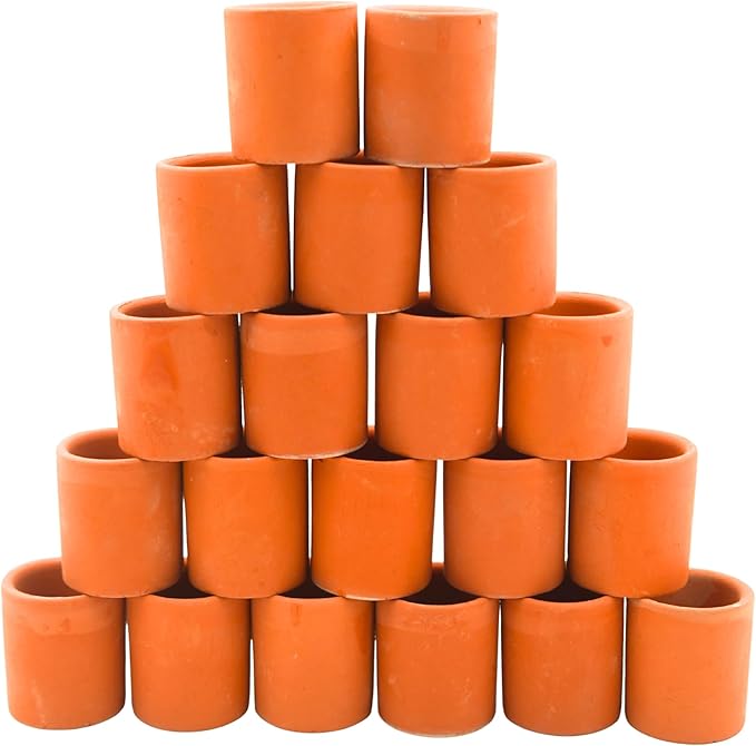 Yuvori Mini Terracotta Pots – Small Clay Flower Pots for Succulents, Cactus, DIY Crafts, Fairy Garden, School Projects, Mini Planters – Set of 20 (Rimless Cylinder, 1.2 Inch)