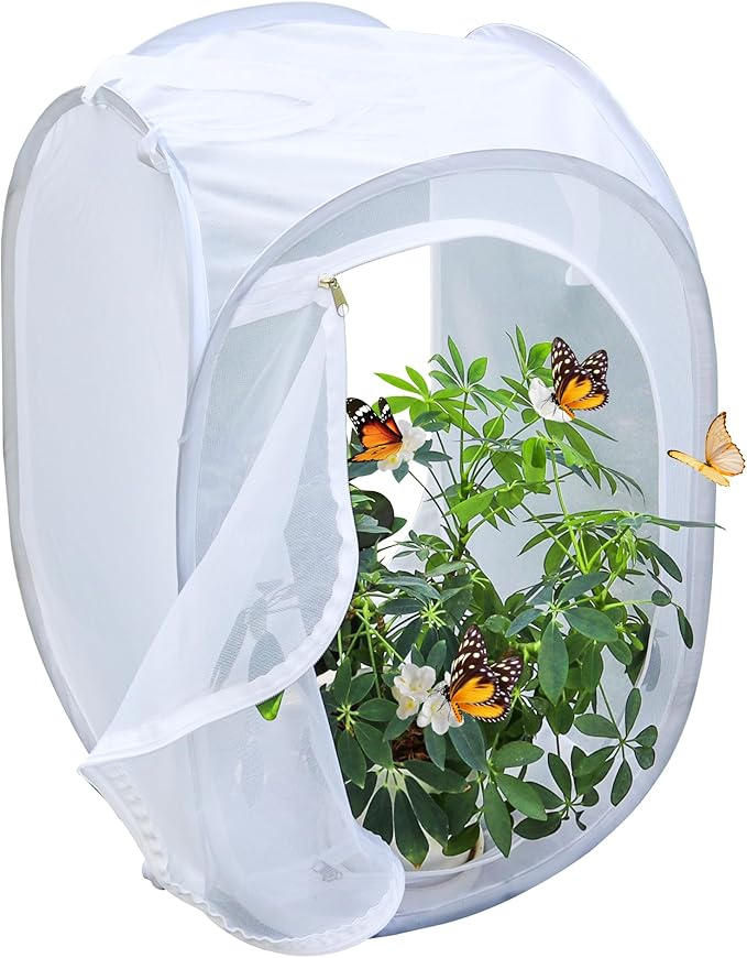 Pop-up Insect and Butterfly Habitat Cage Terrarium Clear Mesh Enclosure - 16" x 16" x 24"