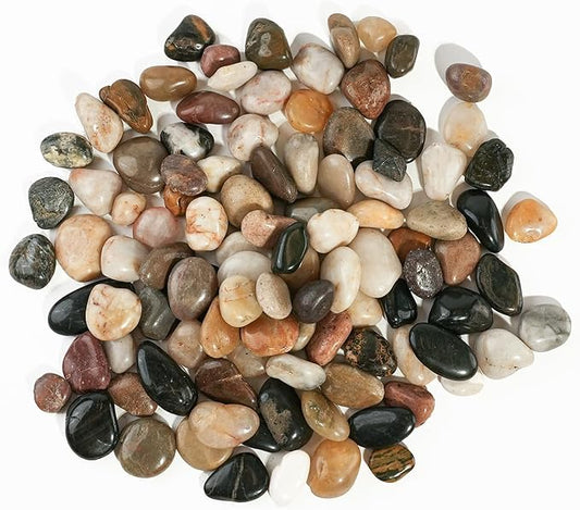 Stonecreek 24 LBS River Rocks (2 x 12 LBS Bags) – Natural Polished Decorative Pebbles, Garden Landscaping Stones for Planters, Vase Fillers, Succulent Pots, Fish Tanks & Terrariums, Mixed Color Medium