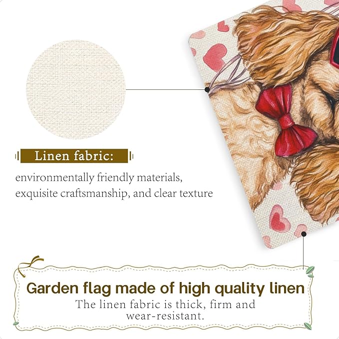 Valentine's Day Cocker Spaniel Hello Love Garden Flag, House Yard Plaid Love Heart Outside Decoration, Spring Holiday Wedding Anniversary Outdoor Small Decor 12x18(12643)