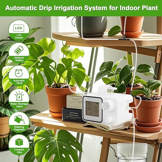 Yuehuam Automatic Watering System for 15 Potted Plants, Automatic Drip Irrigation Kit Smart Plant Watering Devices for Indoor Outdoor, Water Shortage Remind, IPX4