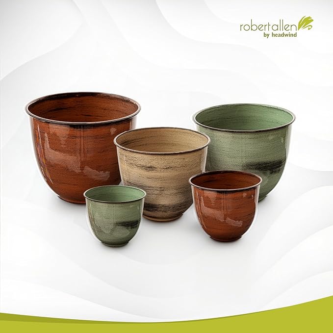 Headwind Glazed Ironstone Hamilton Collection Decorative Plant Pot – 14" Evergreen Pot – Lightweight & Durable with Drainage Flower Pots for Indoor Plants & Outdoor Planter Use by Robert Allen