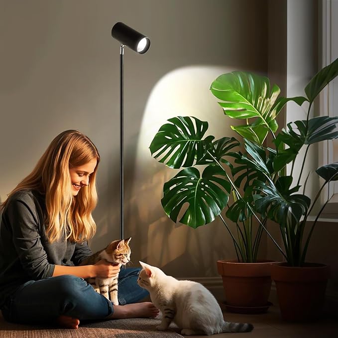 30W Full Spectrum Grow Light, 5000LM High PPFD&CRI COB LED Floor Lamp with 6/8/12H Timer, Adjustable Height (28"-83") & Angle, Grow Lights for Indoor Plants, Succulents & Flowers (6000K Daylight)