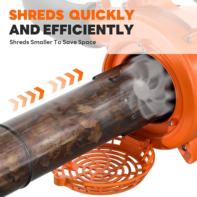 3-in-1 26CC Gas Leaf Blower & Leaf Vacuum Mulcher,Handheld Light Blower with Bag,450CFM 200MPH Gas Powered Leaf Blower for Lawn and Yard Care, Low Vibration 2-Cycle Engine Performance