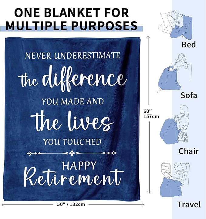Glydein Retirement Gifts for Men 2026 - Soft Flannel Men Retiremet Blanket 50 x 60 inches - Best Retired Gifts Ideas for Teacher Nurse Friend Coworker Grandpa Grandma Dad Mom