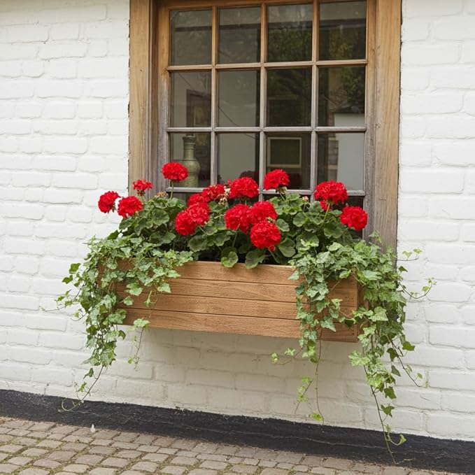 Handmade Rustic Cedar Herb Window Planter Box – Wooden Window & Railing Planter for Indoor or Outdoor Use, Made in USA