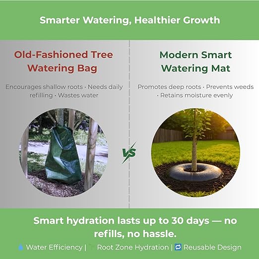 Smart Plant Watering Mat 24'' – Auto Tree Watering & Slow Release 30-Day Hydration | Vacation Plant Watering Device with Humidity Mat for Indoor Plants, Herbs & Small Trees (1 Mat/Pack)