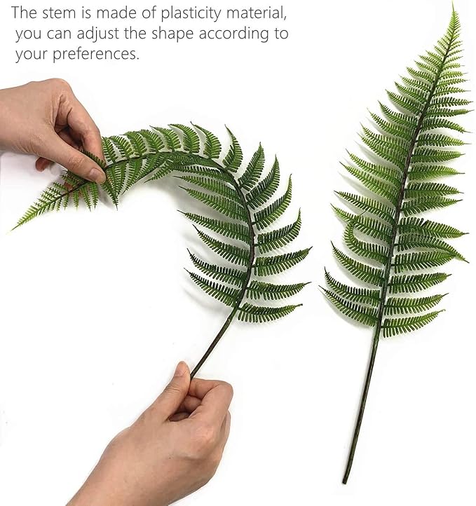 PASYOU Artificial Foliage Plants, Fake Plastic Grass Faux Shrubs Simulation Fern Leaf Real Decoration for Indoor Outdoor Home Decor Garden Party Balcony Patio Planter Filler DIY - Ferns Leaves 10 Pcs