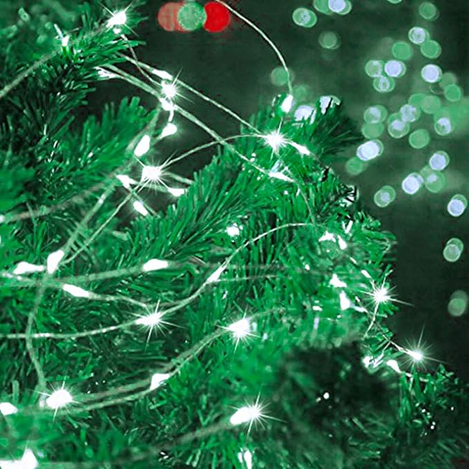 Decute 300LED 99FT Fairy String Lights Christmas Lights Silver Wire with Remote, Firefly Starry Light for DIY Christmas Tree Costume Wedding Party Table Centerpiece Decor Cool White
