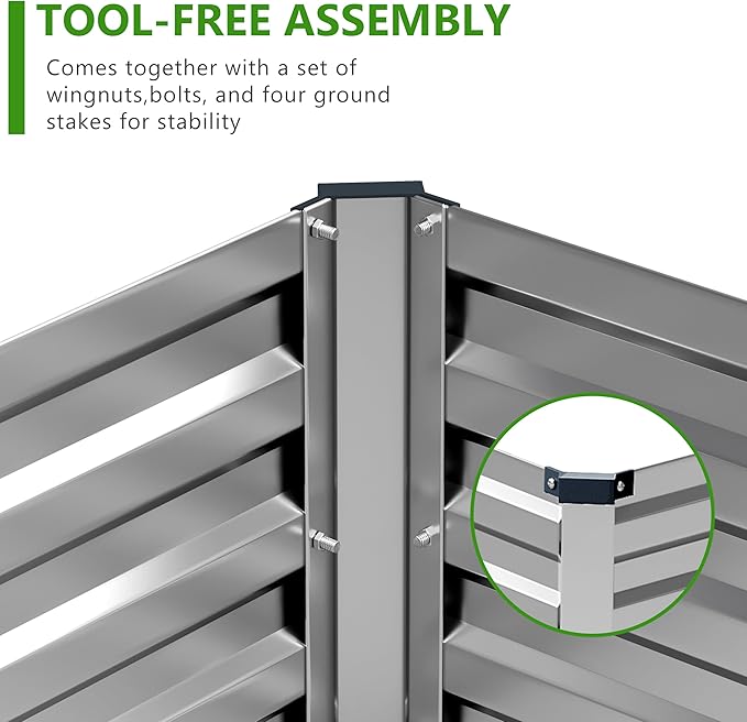 Easllre 2PCS 6x3x1ft Galvanized Raised Garden Bed Kit, Galvanized Planter Raised Garden Boxes Outdoor, Large Metal Raised Garden Beds for Vegetables,Silver