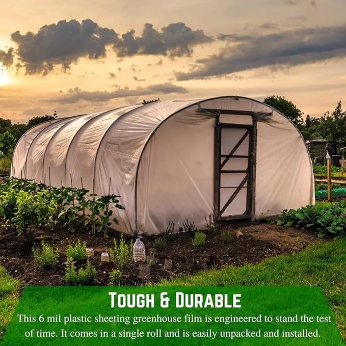 Farm Plastic Supply 4 Year Clear 6 mil Greenhouse Plastic Sheeting - Clear Sheeting, Polyethylene Film, Transparent Plastic Film for Greenhouse (48' x 75')