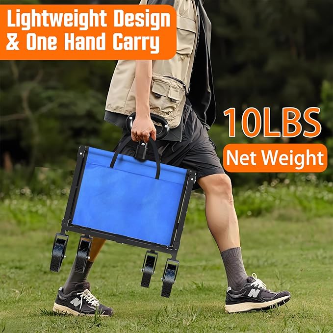 Wagons Carts Foldable, Lightweight Portable Utility Shopping Cart with Wheels, Folding Grocery Wagon Cart for Grocery, Camping, Shopping, Beach, Garden, Sports Blue