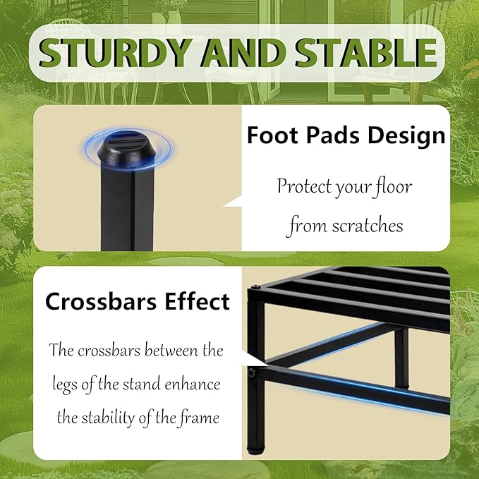 Vitalsvn Metal Plant Stand for Indoor Outdoor Plant Pot Stand Holder Heavy-Duty Flower Stand Pedestal Stand 2 Pack Modern Pot Stand