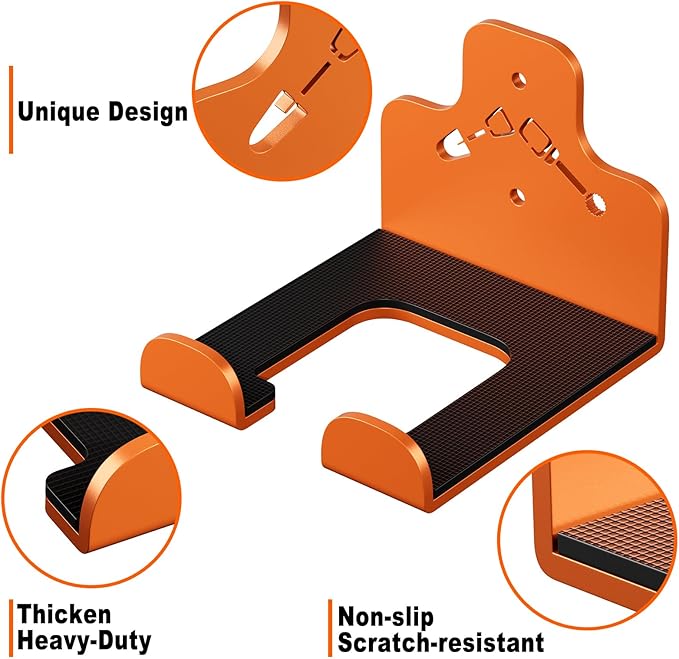 Garage Storage Trimmer Rack, Weed Whackers Holder Organizer Garden Power Tool Hanger Wall Mounted for Garage Trimmer, Hedge Trimmer, Grass Trimmer, Garden Tools,1 Pack(Orange)