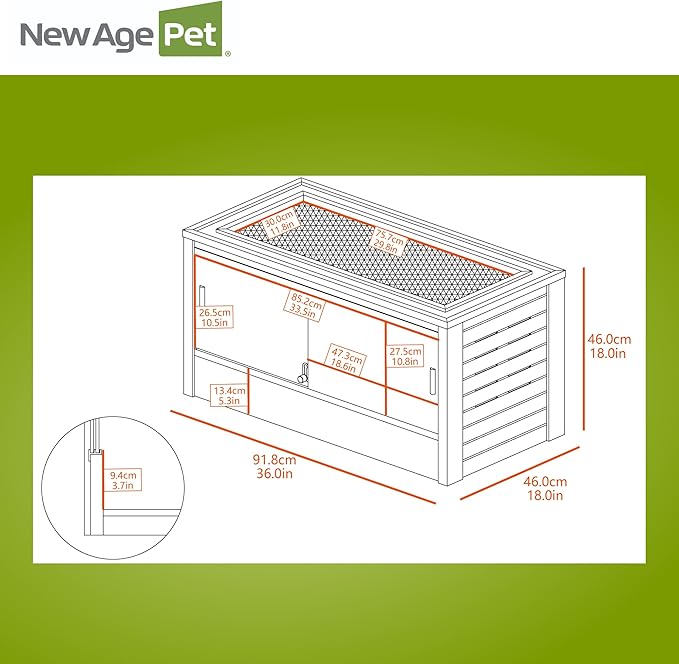 New Age Pet ECOFLEX 36" Wide Medium Reptile Habitat, Mojave Lounge for Snakes, Tortoises & Lizards in Maple, Black & Grey, Easy Assembly, Sliding Glass Doors & Mesh Top