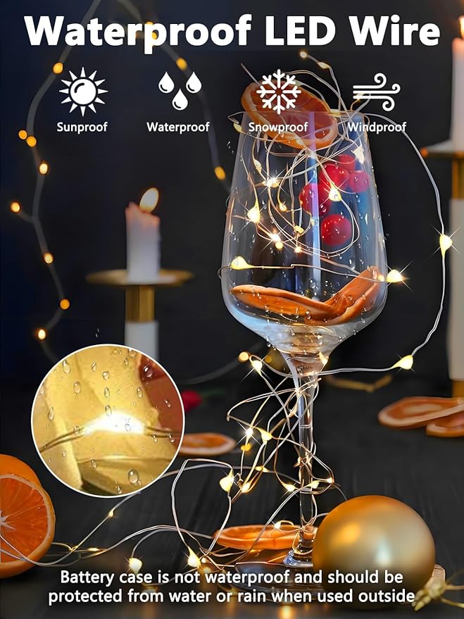 6 Pack Fairy Lights Battery Operated with Remote Control Timer, 26 FT 80 LED String Lights Outdoor Indoor, 8 Mode Twinkle Lights for Christmas Party Wedding Birthday Bedroom Decorations (Warm White)