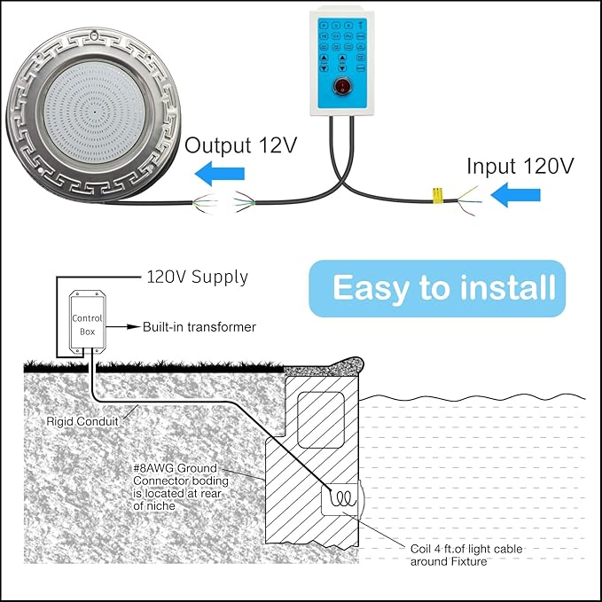 Pool Lights for Inground Pool, 60W 10 Inch LED Inground Pool Light with Controller, Remote and APP Control for Wet Niche, Color Changing Underwater Swimming Pool Lights with 50 Foot Cord