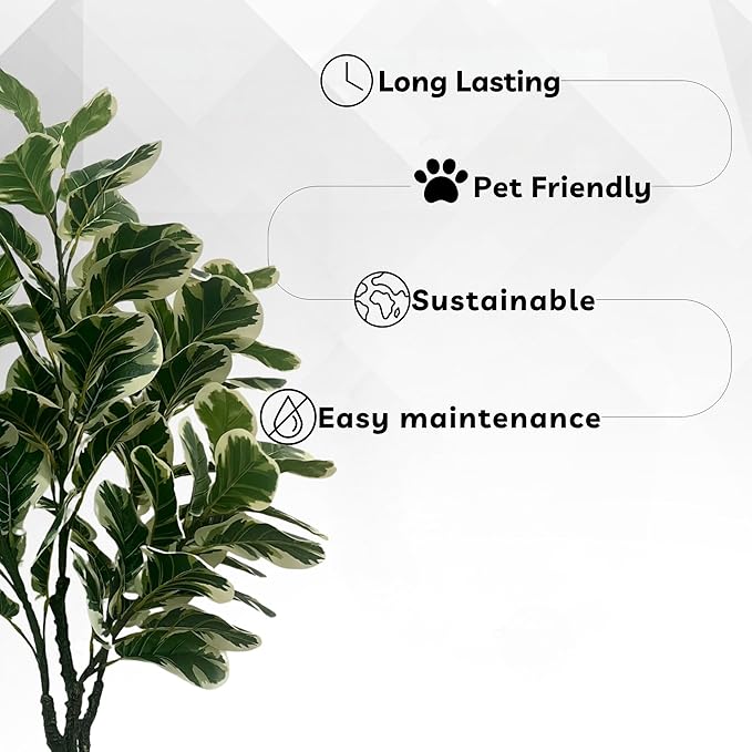 XBrand 47.2-Inches Artificial Ficus Tree in Pot for Indoor Outdoor Home Office Store, Great Housewarming Gift