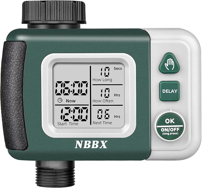 Sprinkler Timer: Programmable Water Timer for Garden Hose, Outdoor Soaker Hose Timed with Rain Delay/Automatic Watering System, Digital Irrigation for Yard, Lawn, 1 Outlet, Manual Mode System