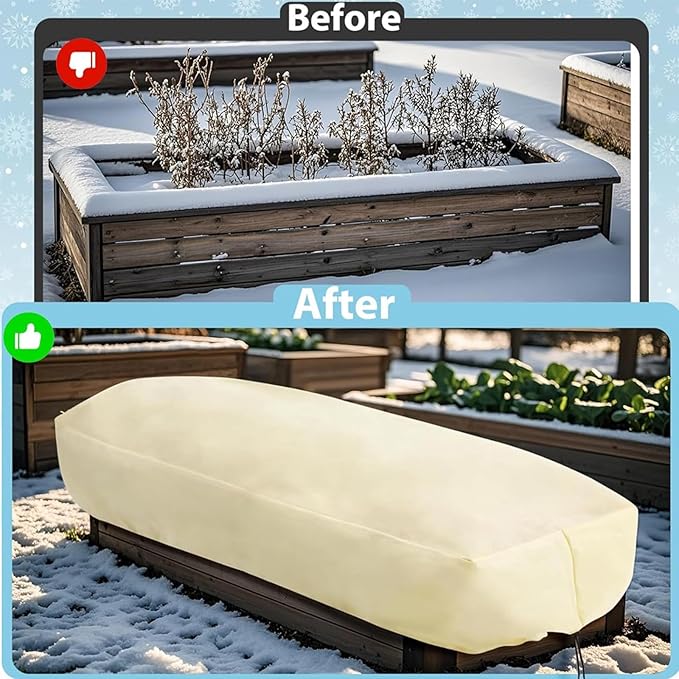 BATULU Plant Frost Protection Cover, Rectangular Garden Blanket with Drawstring, Plant Covers Freeze Protection,68.8 x 17.7 x 15.7 Inch, 2 Pack