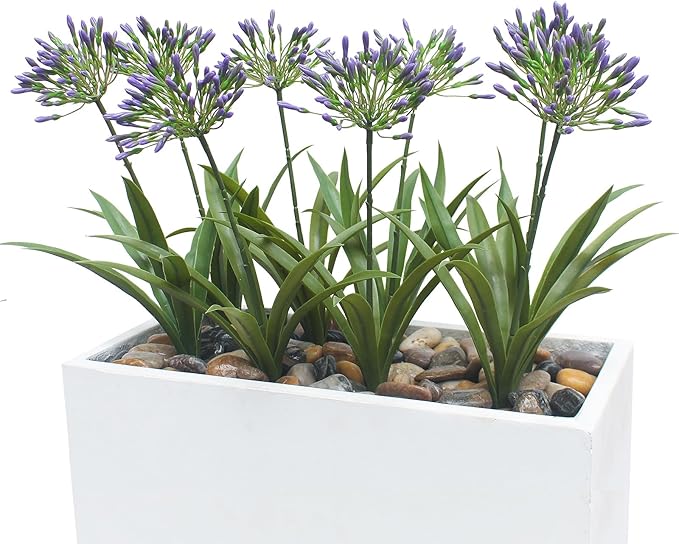 HIFORESTAR Artificial Flowers Plants for Outdoor Planters 8 Bundles Purple Flower Large Spring Summer 18.9 in Look Real Plasic Plant for Front Porch