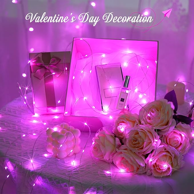 JMEXSUSS 200 LED Fairy Room Lights, 66 ft Pink Lights Outdoor Waterproof 8 Modes Pink String Lights Indoor with Wheel, Remote Control Twinkle Lights Plug in for Christmas Decor