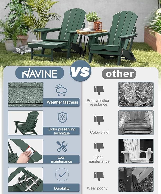 Adjustable Adirondack Chair with Retractable Ottoman Set of 8, HDPE Folding Adirondack Chair with Cup Holder, All Weather Fire Pit Chair for Outdoor.