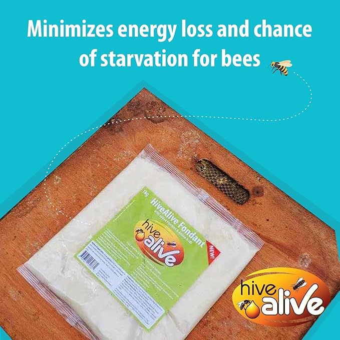 HIVE ALIVE Fondant Bee Food Supplement – Easy to Use Feed Enhancer Prevents Starvation During Overwintering – Only Fondant Proven to Increase Bee Gut Health and Boost Production -6Pack