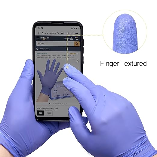 Disposable Nitrile Exam Gloves, 3mil, Medium, Case of 1000, Violet Nitrile Gloves Disposable Latex Free for Medical, Cleaning, Cooking & Esthetician, Food-Safe, Powder-Free, Purple