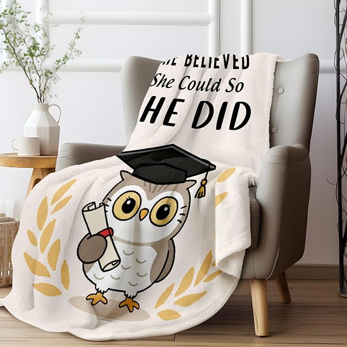 Glydein Graduation Gifts for Her, Flannel Soft Graduation Blanket for Women Decor - High School College Graduations Gifts for Women, Congratulations Nurse PhD LPN Masters Degree Graduates - 50" x 60"