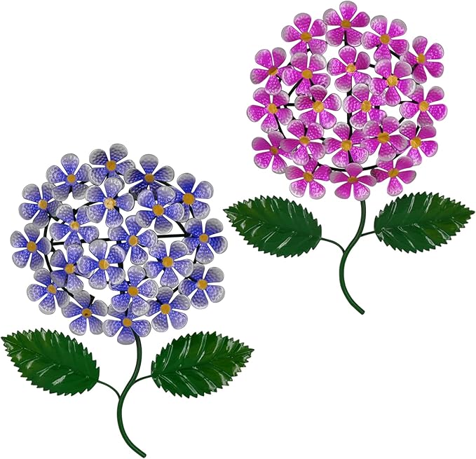 Wotieuns Metal Flowers Wall Art - Outdoor Decor Set of 2, Suitable for Patio, Fence, Garden, Yard, Indoor and Outdoor Use
