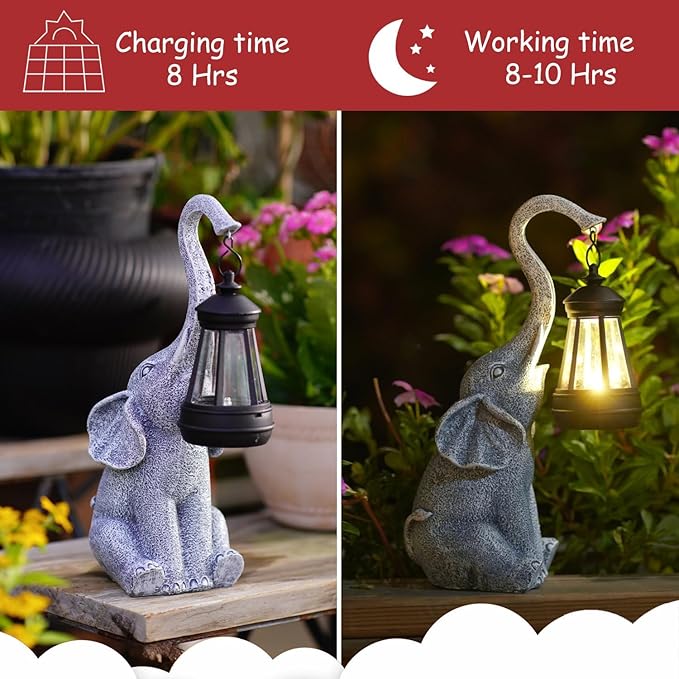 Goodeco Elephant Statue for Garden Decor with Gift Appeal - Ideal Gifts for Women, Mom or Birthdays, Beautifully Crafted Outdoor & Home Decor to Wow Your Guests (11" Elephant)