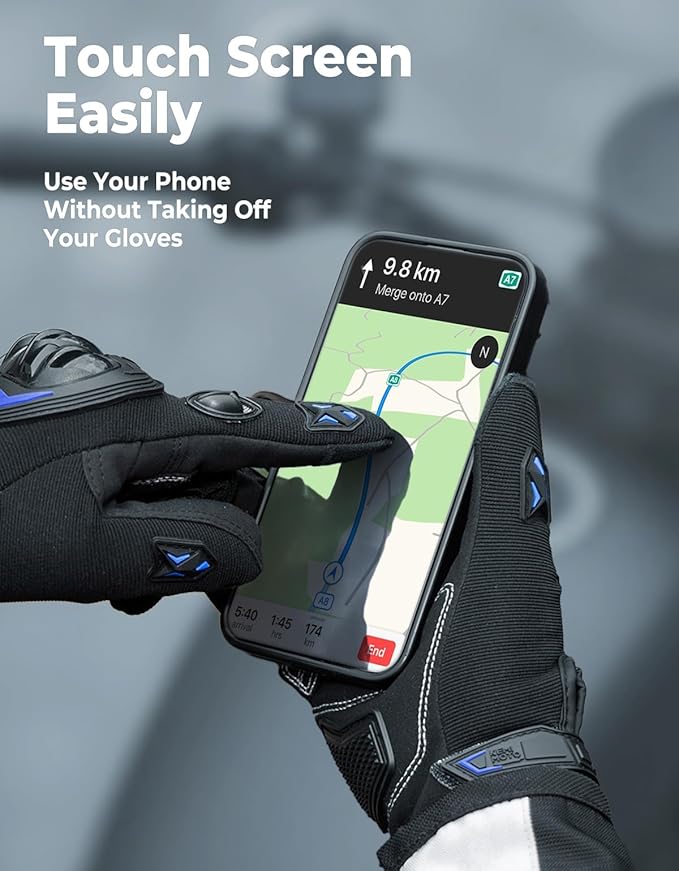KEMIMOTO Motorcycle Gloves for Men, Touchscreen Cycling Gloves for Outdoor Sports On-Road Off-Road Mountain Motorcycle Motorcross Motorbike Dirt Bike Bicycle Racing ATV UTV