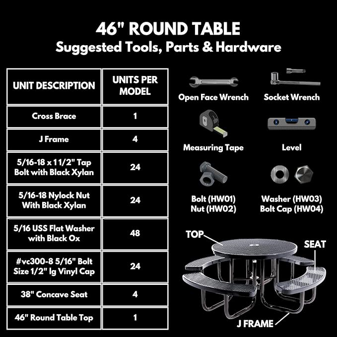 COATEDOUTDOORFURNITURE Heavy-Duty Portable Outdoor Kids Table with Umbrella Hole, Expanded Metal Kids Picnic Table, Commercial-Grade, Made in America (46 in, Round, Childrens, Red)