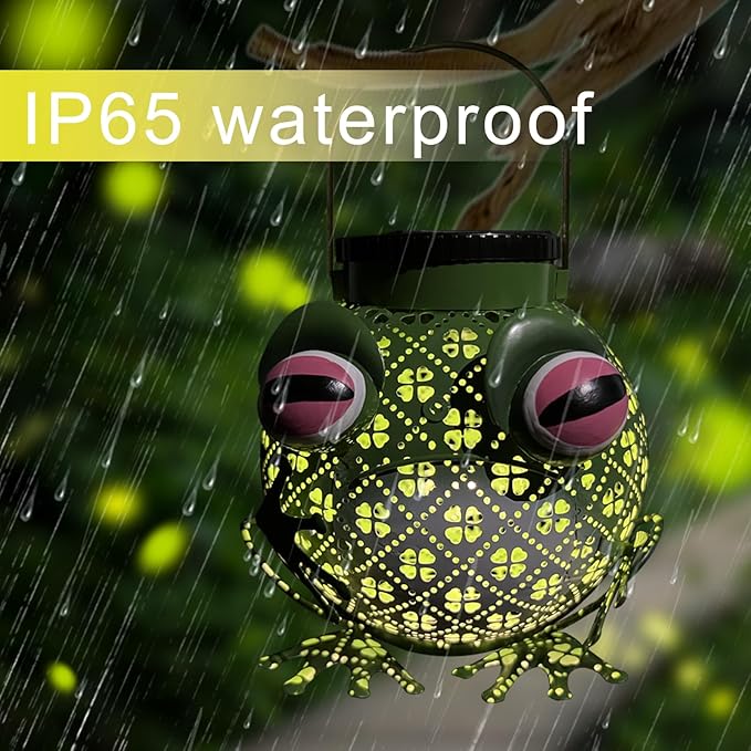 2 Pack Solar Lanterns Outdoor Waterproof Frog Metal Hanging Lantern Outdoor Hanging Solar Lights with Sound, Outdoor Lanterns for Yard, Garden, Patio, Porch