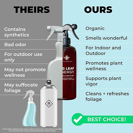 Big Leaf Energy (16 FL OZ) Organic Neem Oil Spray for Plants + Essential Oils : Ready to Use Plant Wash for Indoor Houseplants & Outdoor Gardens, Natural Leaf Shine