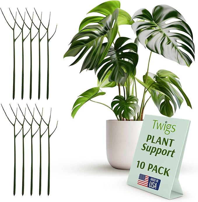 Twigs GA - Plant Support Stakes for Indoor & Outdoor Use, Durable Trellis Alternative for Climbing & Potted Plants, Houseplant Stem Holder Structures - Monstera (Dark Green), 10 Pack, 22" L, Original