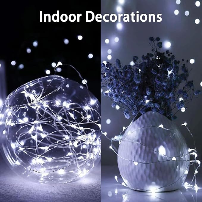 4 Pack Cuttable Fairy Lights Battery Operated, Waterproof 20FT 60LED Twinkle Lights with Timer Indoor Outdoor, Fairy Battery String Light for Bedroom, Classroom, Wedding, Christmas Décor(Cool White)