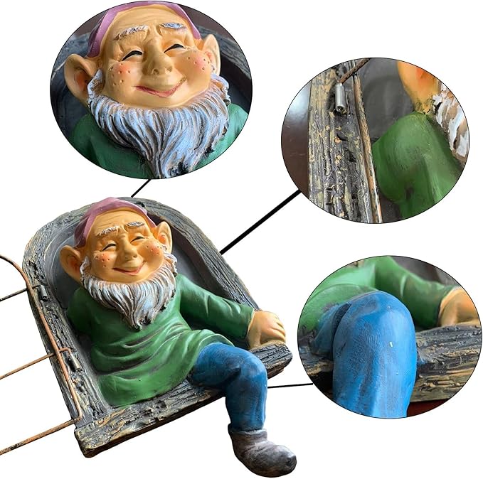 Tree Face Decoration Outdoor Gnome Statue Yard Art Ornament, 12 Inch Elf Outdoor Decor, Whimsical Garden Gnomes & Statues